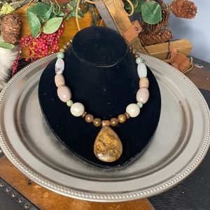 . Chunky Natural Stone Necklace - Large Statement Necklace with Healing Stones